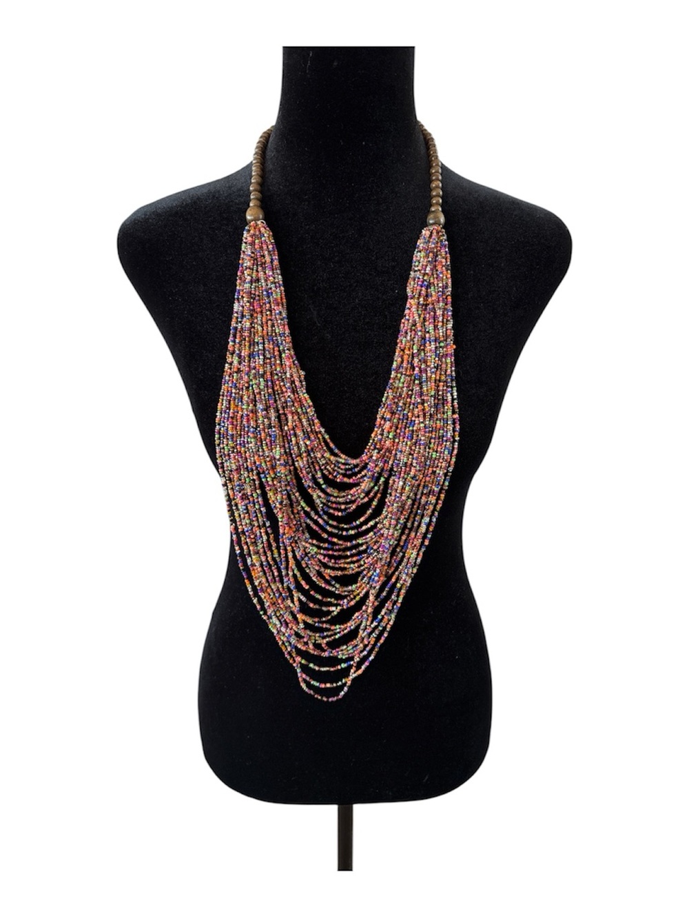 Multicolor Seed Bead Layered Statement Necklace